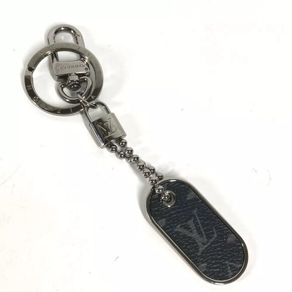 LOUIS VUITTON M63618 MonogramEclipse Porte cles Tab Monogram ID Charm Key Ring - Picture 1 of 6